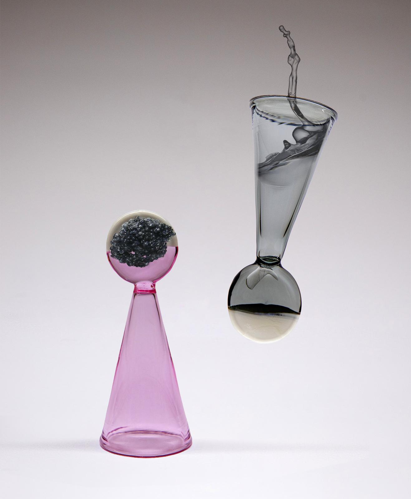 Cuchara de cristal para caviar